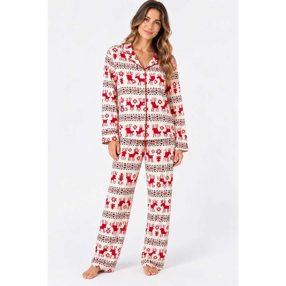 Hanna Andersson Holiday Dear Deer Flannel Pajama Set Christmas Fair Isle Medium
